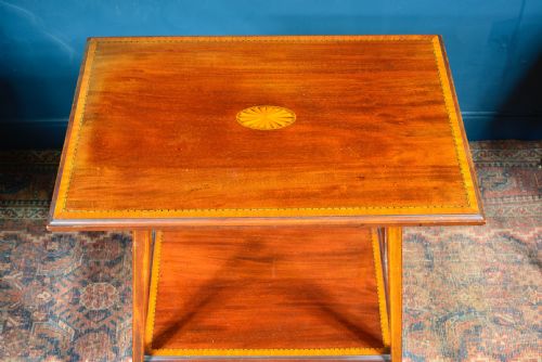 AN EDWARDIAN INLAID MAHOGANY LAMP OCCASIONAL TABLE C1905 - ADDITIONAL PHOTO 2
