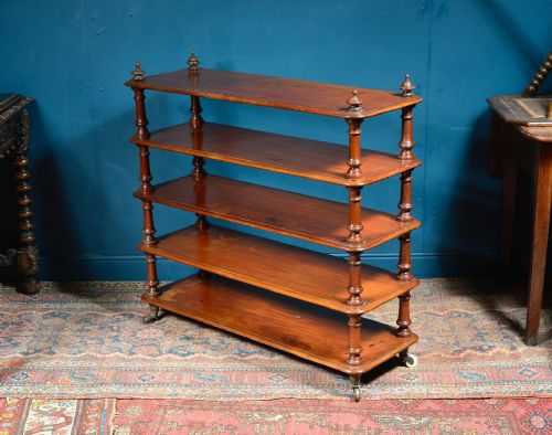 A VICTORIAN MAHOGANY FIVE TIER FREESTANDING BOOKCASE WHATNOT C1860 - ADDITIONAL PHOTO 4
