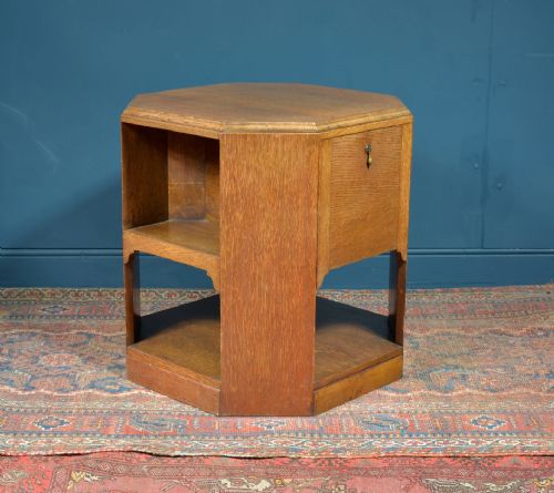 A GOLDEN OAK OCTAGONAL BOOK TABLE ATTRIBUTED TO HEALS C1930 - ADDITIONAL PHOTO 2
