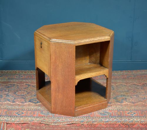 A GOLDEN OAK OCTAGONAL BOOK TABLE ATTRIBUTED TO HEALS C1930 - ADDITIONAL PHOTO 3
