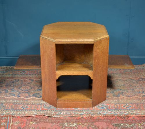 A GOLDEN OAK OCTAGONAL BOOK TABLE ATTRIBUTED TO HEALS C1930 - ADDITIONAL PHOTO 5