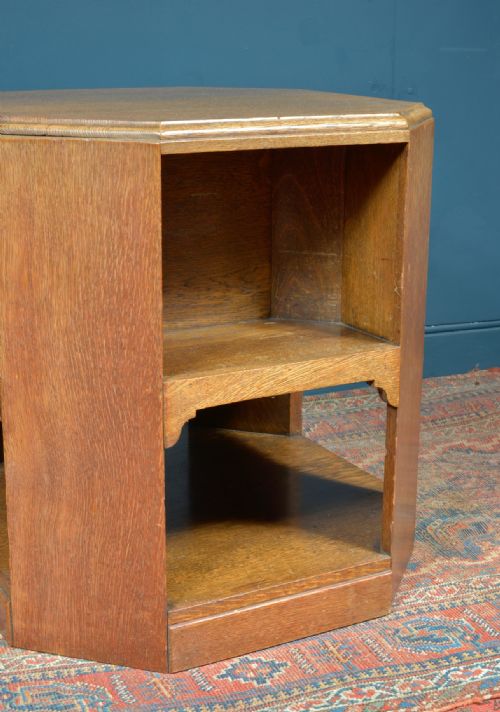 A GOLDEN OAK OCTAGONAL BOOK TABLE ATTRIBUTED TO HEALS C1930 - ADDITIONAL PHOTO 6