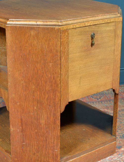 A GOLDEN OAK OCTAGONAL BOOK TABLE ATTRIBUTED TO HEALS C1930 - ADDITIONAL PHOTO 9