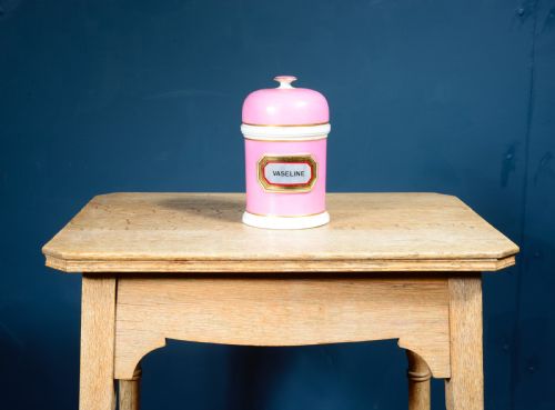 A VICTORIAN PINK PORCELAIN VASELINE APOTHECARY JAR WITH GILT LABEL C1880 - ADDITIONAL PHOTO 1