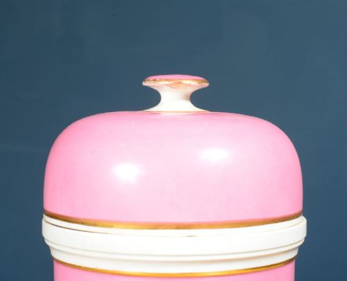 A VICTORIAN PINK PORCELAIN VASELINE APOTHECARY JAR WITH GILT LABEL C1880 - ADDITIONAL PHOTO 5