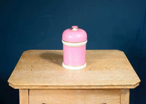 A VICTORIAN PINK PORCELAIN VASELINE APOTHECARY JAR WITH GILT LABEL C1880 - ADDITIONAL PHOTO 6