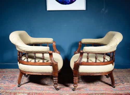 A PAIR OF VICTORIAN AESTHETIC MOVEMENT MAHOGANY ARMCHAIRS C1880 - ADDITIONAL PHOTO 3