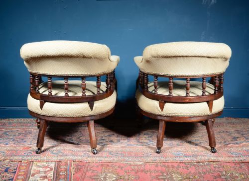 A PAIR OF VICTORIAN AESTHETIC MOVEMENT MAHOGANY ARMCHAIRS C1880 - ADDITIONAL PHOTO 4