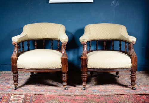 A PAIR OF VICTORIAN AESTHETIC MOVEMENT MAHOGANY ARMCHAIRS C1880 - ADDITIONAL PHOTO 5