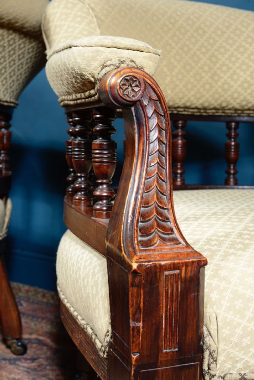 A PAIR OF VICTORIAN AESTHETIC MOVEMENT MAHOGANY ARMCHAIRS C1880 - ADDITIONAL PHOTO 9