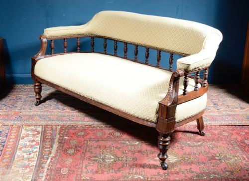 A VICTORIAN AESTHETIC MOVEMENT MAHOGANY SPINDLE BACK SOFA C1880 - ADDITIONAL PHOTO 5