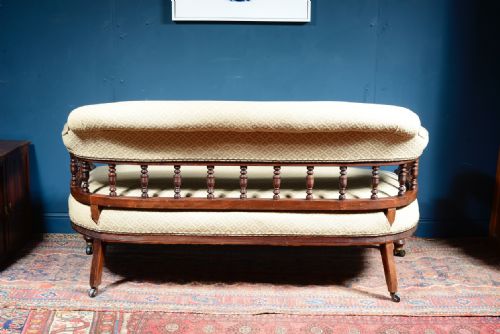 A VICTORIAN AESTHETIC MOVEMENT MAHOGANY SPINDLE BACK SOFA C1880 - ADDITIONAL PHOTO 6