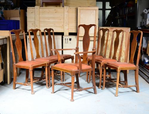 A SET OF SEVEN 61 GEORGE II STYLE OAK DINING CHAIRS C1900 - ADDITIONAL PHOTO 1