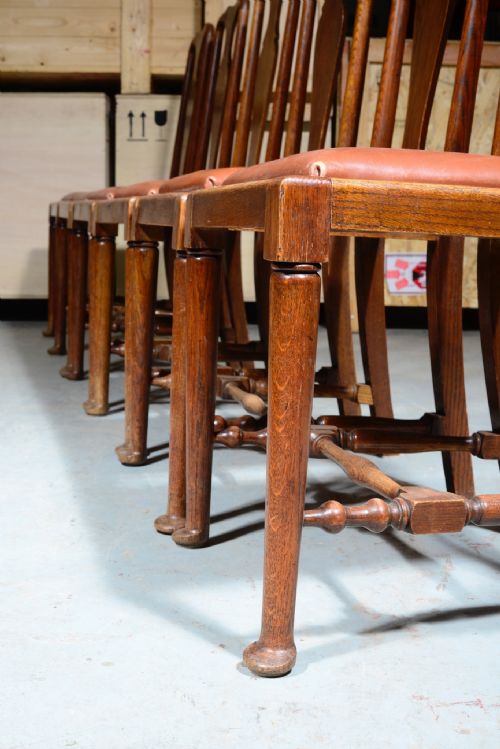 A SET OF SEVEN 61 GEORGE II STYLE OAK DINING CHAIRS C1900 - ADDITIONAL PHOTO 3