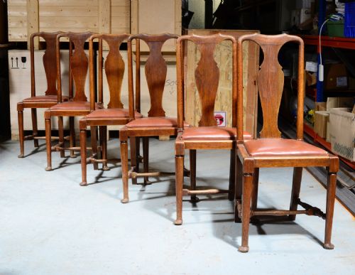 A SET OF SEVEN 61 GEORGE II STYLE OAK DINING CHAIRS C1900 - ADDITIONAL PHOTO 4
