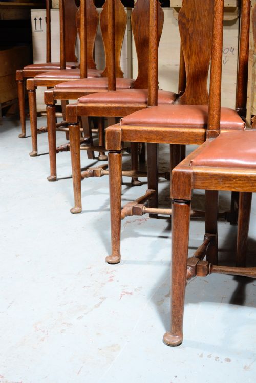 A SET OF SEVEN 61 GEORGE II STYLE OAK DINING CHAIRS C1900 - ADDITIONAL PHOTO 6