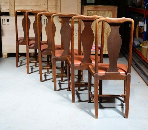 A SET OF SEVEN 61 GEORGE II STYLE OAK DINING CHAIRS C1900 - ADDITIONAL PHOTO 7