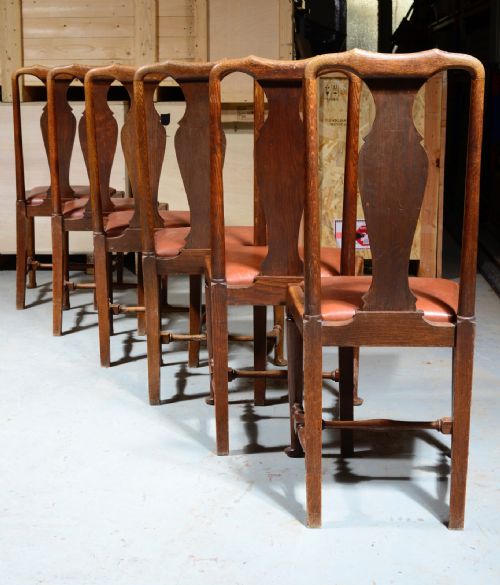 A SET OF SEVEN 61 GEORGE II STYLE OAK DINING CHAIRS C1900 - ADDITIONAL PHOTO 8