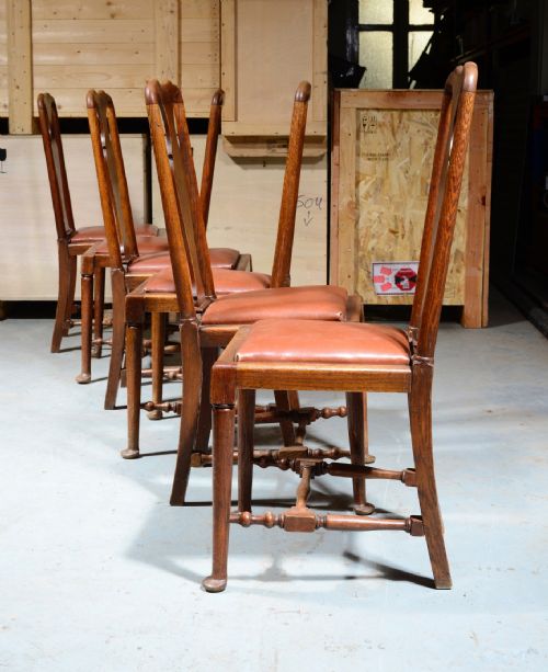 A SET OF SEVEN 61 GEORGE II STYLE OAK DINING CHAIRS C1900 - ADDITIONAL PHOTO 9