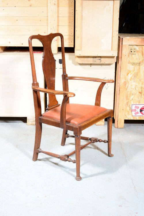 A SET OF SEVEN 61 GEORGE II STYLE OAK DINING CHAIRS C1900 - ADDITIONAL PHOTO 10