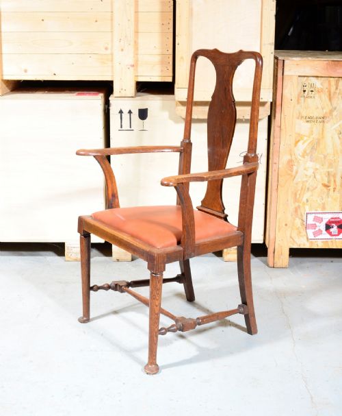 A SET OF SEVEN 61 GEORGE II STYLE OAK DINING CHAIRS C1900 - ADDITIONAL PHOTO 11