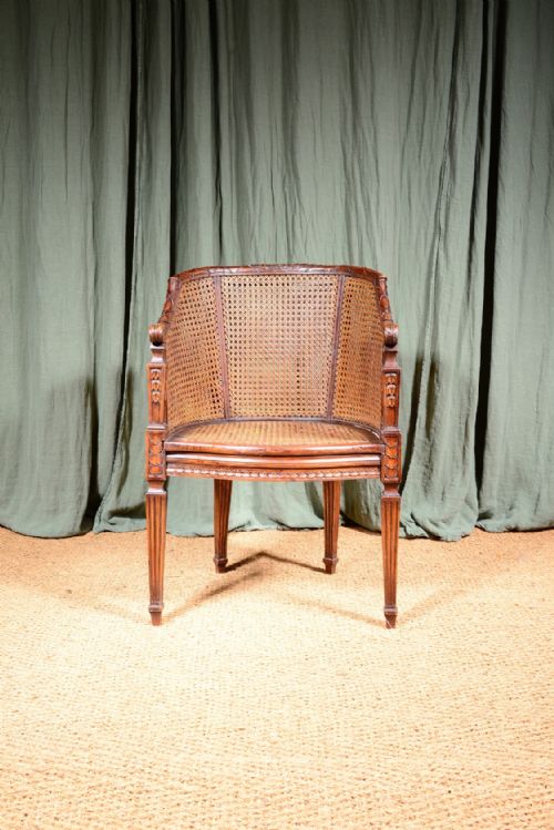 A FRENCH CANE BERGERE ARMCHAIR C1880 - ADDITIONAL PHOTO 2