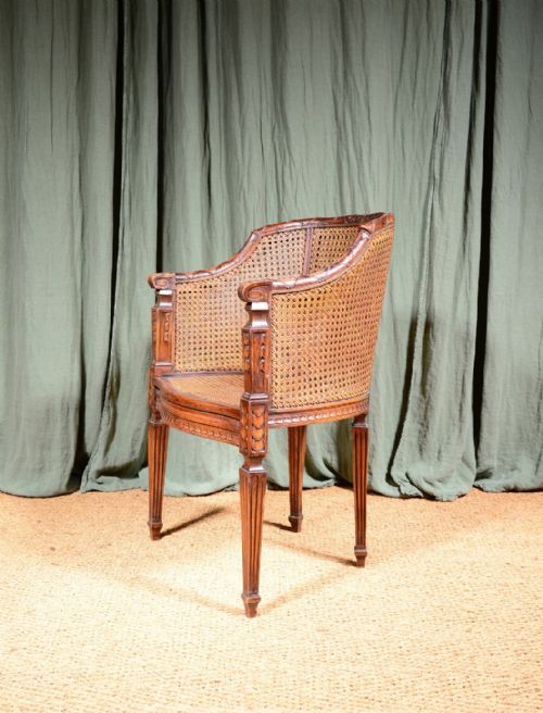 A FRENCH CANE BERGERE ARMCHAIR C1880 - ADDITIONAL PHOTO 3