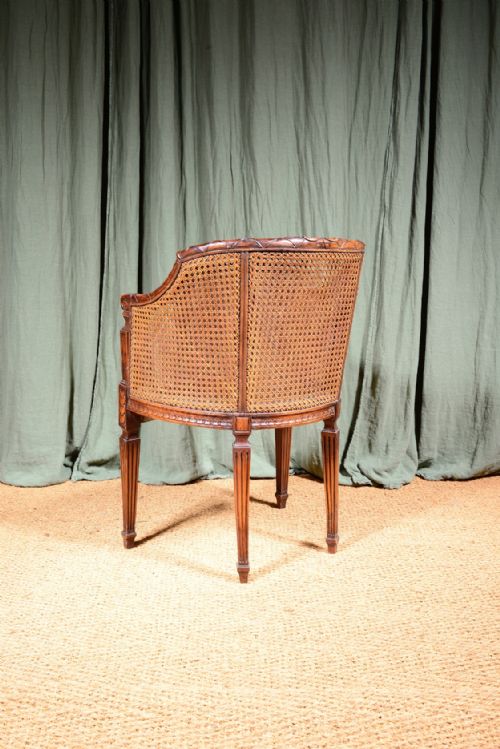 A FRENCH CANE BERGERE ARMCHAIR C1880 - ADDITIONAL PHOTO 4