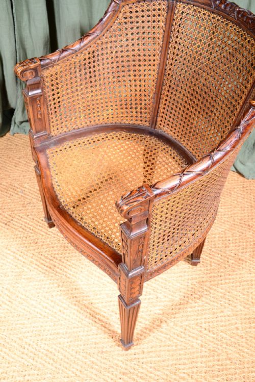 A FRENCH CANE BERGERE ARMCHAIR C1880 - ADDITIONAL PHOTO 6