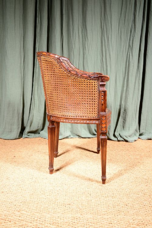 A FRENCH CANE BERGERE ARMCHAIR C1880 - ADDITIONAL PHOTO 8