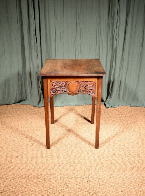 A VICTORIAN OAK TABLE WITH CARVED DECORATION C1860 - ADDITIONAL PHOTO 1