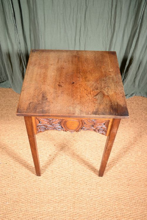 A VICTORIAN OAK TABLE WITH CARVED DECORATION C1860 - ADDITIONAL PHOTO 5