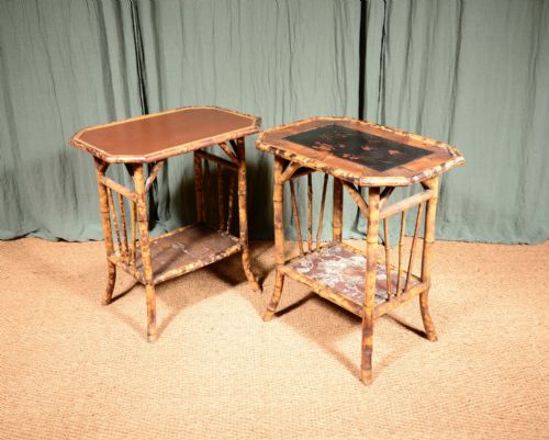 a matched pair of japanese bamboo and lacquer bedside or occasional tables c1890 - CATEGORY: ANTIQUE CABINETS - DATED 1890