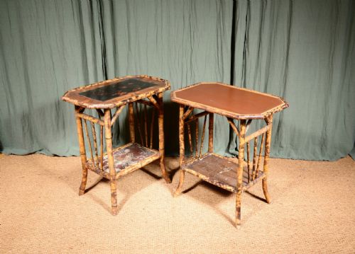 A MATCHED PAIR OF JAPANESE BAMBOO AND LACQUER BEDSIDE OR OCCASIONAL TABLES C1890 - ADDITIONAL PHOTO 1