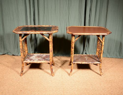 A MATCHED PAIR OF JAPANESE BAMBOO AND LACQUER BEDSIDE OR OCCASIONAL TABLES C1890 - ADDITIONAL PHOTO 2