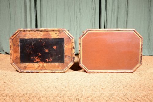 A MATCHED PAIR OF JAPANESE BAMBOO AND LACQUER BEDSIDE OR OCCASIONAL TABLES C1890 - ADDITIONAL PHOTO 3