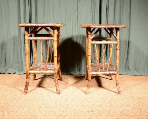 A MATCHED PAIR OF JAPANESE BAMBOO AND LACQUER BEDSIDE OR OCCASIONAL TABLES C1890 - ADDITIONAL PHOTO 4