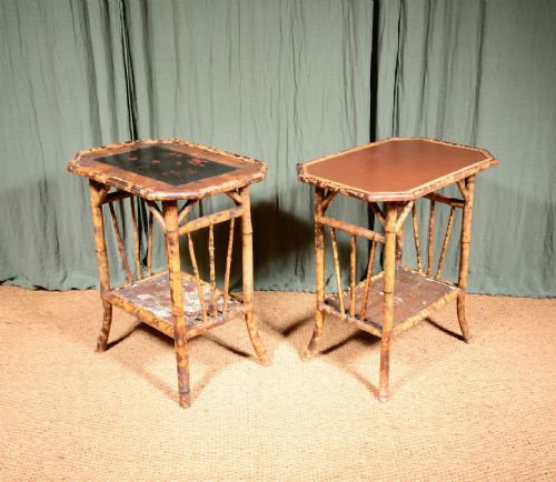 A MATCHED PAIR OF JAPANESE BAMBOO AND LACQUER BEDSIDE OR OCCASIONAL TABLES C1890 - ADDITIONAL PHOTO 5