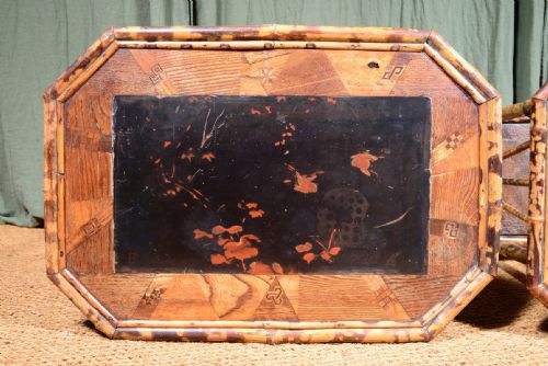 A MATCHED PAIR OF JAPANESE BAMBOO AND LACQUER BEDSIDE OR OCCASIONAL TABLES C1890 - ADDITIONAL PHOTO 6