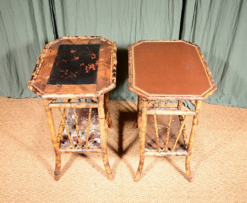 A MATCHED PAIR OF JAPANESE BAMBOO AND LACQUER BEDSIDE OR OCCASIONAL TABLES C1890 - ADDITIONAL PHOTO 8
