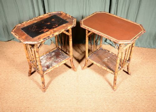 A MATCHED PAIR OF JAPANESE BAMBOO AND LACQUER BEDSIDE OR OCCASIONAL TABLES C1890 - ADDITIONAL PHOTO 9
