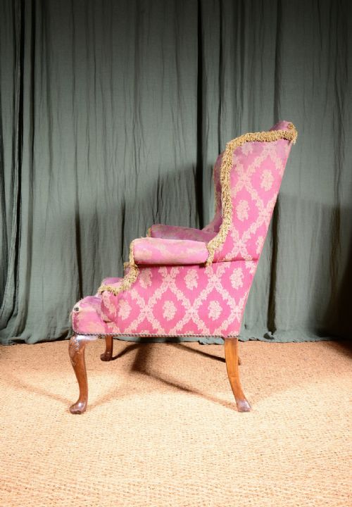 A VICTORIAN MAHOGANY WINGBACK ARMCHAIR FOR REUPHOLSTERY C1890 - ADDITIONAL PHOTO 1