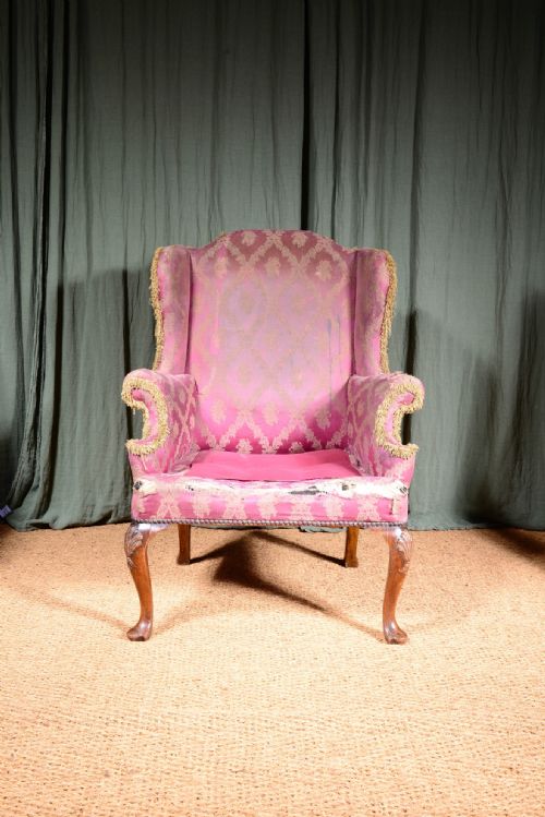 A VICTORIAN MAHOGANY WINGBACK ARMCHAIR FOR REUPHOLSTERY C1890 - ADDITIONAL PHOTO 2