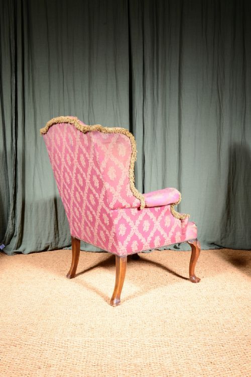 A VICTORIAN MAHOGANY WINGBACK ARMCHAIR FOR REUPHOLSTERY C1890 - ADDITIONAL PHOTO 3