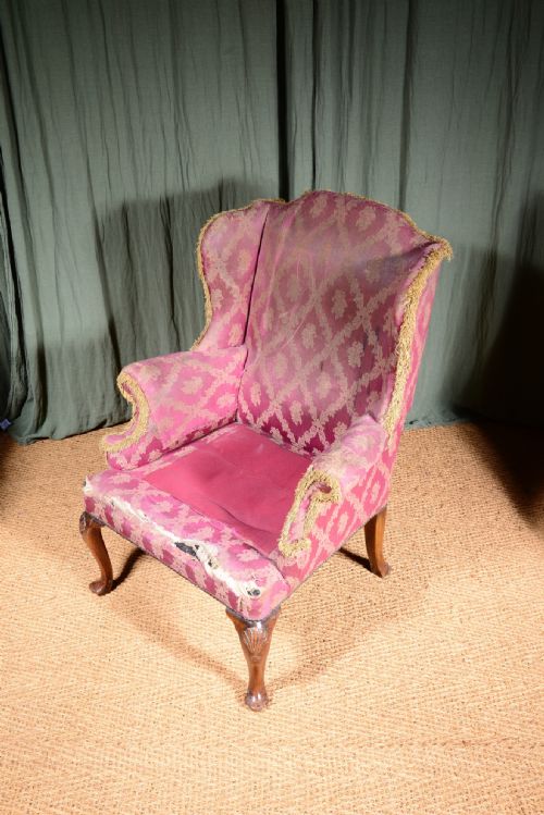 A VICTORIAN MAHOGANY WINGBACK ARMCHAIR FOR REUPHOLSTERY C1890 - ADDITIONAL PHOTO 6