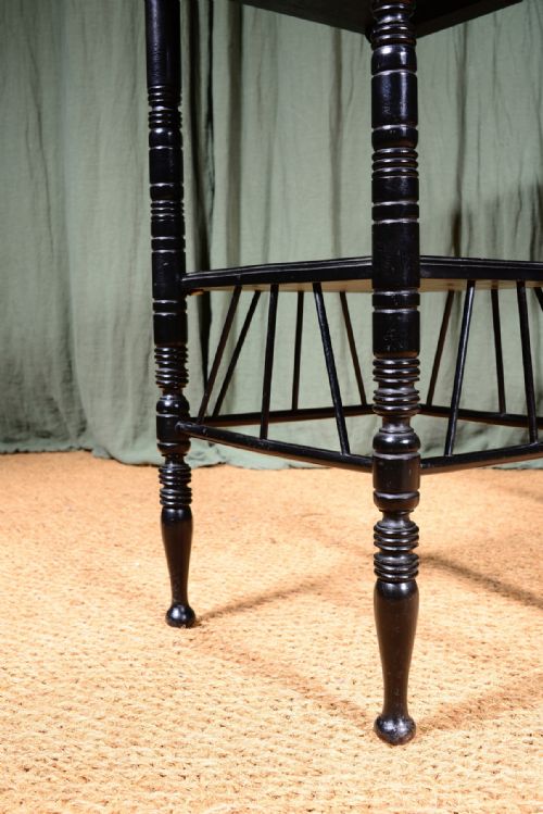 A PAIR OF AESTHETIC MOVEMENT EBONISED TWO TIER TABLES TO A DESIGN BY EW GODWIN C1870 - ADDITIONAL PHOTO 10