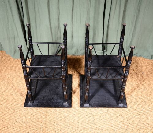 A PAIR OF AESTHETIC MOVEMENT EBONISED TWO TIER TABLES TO A DESIGN BY EW GODWIN C1870 - ADDITIONAL PHOTO 11