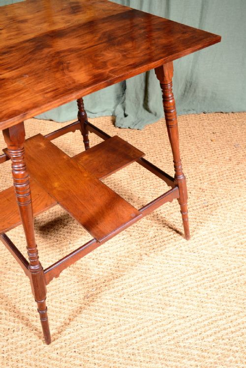 AN AESTHETIC MOVEMENT WALNUT TWO TIER TABLE ATTRIBUTED TO COLLINSON LOCK C1880 - ADDITIONAL PHOTO 3