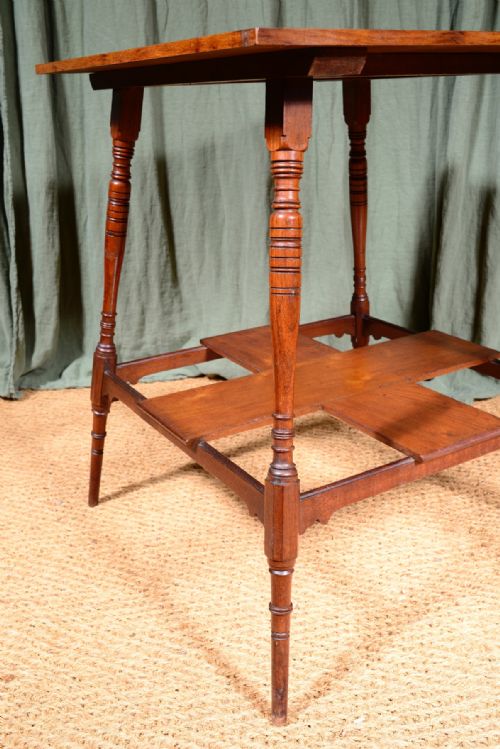 AN AESTHETIC MOVEMENT WALNUT TWO TIER TABLE ATTRIBUTED TO COLLINSON LOCK C1880 - ADDITIONAL PHOTO 4