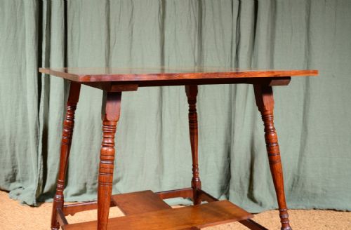 AN AESTHETIC MOVEMENT WALNUT TWO TIER TABLE ATTRIBUTED TO COLLINSON LOCK C1880 - ADDITIONAL PHOTO 10